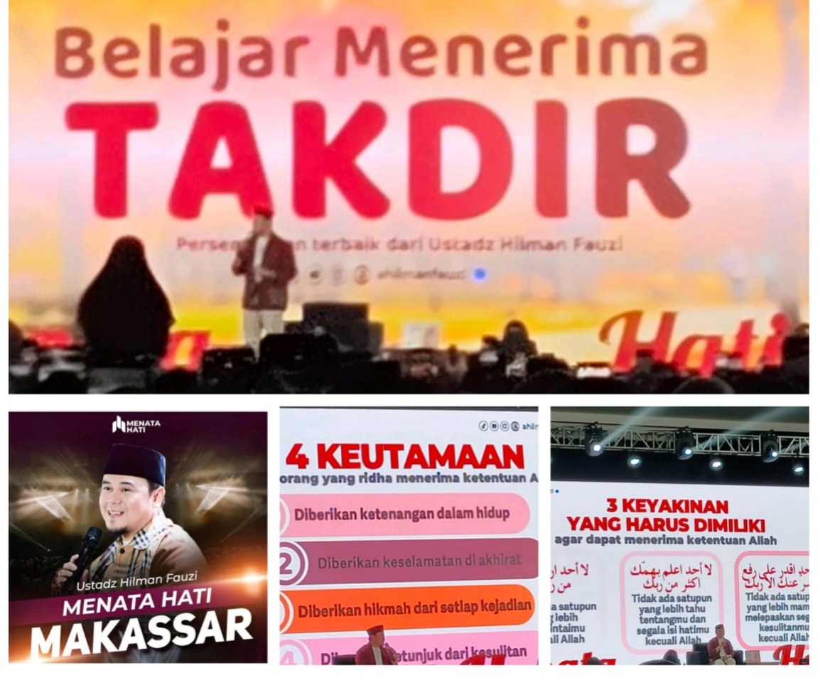 Ustadz Hilman Fauzi membawakan ceramah dengan judul belajar menerima takdir