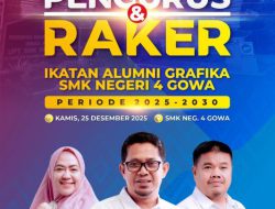 Merajut Kebersamaan, IKA Grafika SMK Negeri 4 Gowa Gelar Pengukuhan Pengurus dan Rapat Kerja