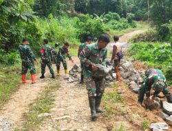 Pra-TMMD ke-127 Terus Berjalan, Talud Jalan Bulo–Lenggo Dibangun