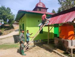TMMD Kodim 1402 Polman Cat Ulang Rumah Ibadah di Desa Bulo