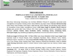 Lebat dan Angin Kencang Mengintai Sejumlah Wilayah Sulsel, BMKG Keluarkan Peringatan Dini