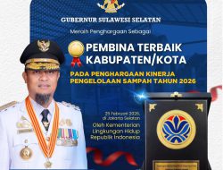 Gubernur Sulsel Terima Penghargaan Pembina Terbaik Pengelolaan Sampah 2026